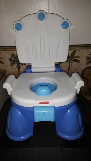 Vintage Fisher - Price Boys King Potty Training Ring Chair Blue Royal/withsounds