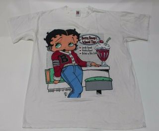 Vintage 1994 Nite Lite Betty Boop Tshirt Boops School Tips One Size Shirt White