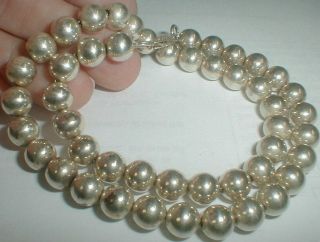 Vintage Southwest Sterling Silver 7mm Ball Bead On Chain Necklace 16 "