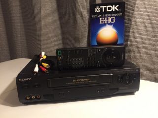 Sony Slv - N51 4 - Head Hi - Fi Stereo Vcr Vhs Player With Remote Cables & Tape,
