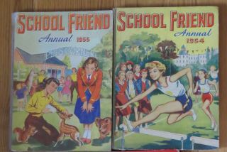Set Of 3 Vintage School Friend Annual 1954,  1955,  1956