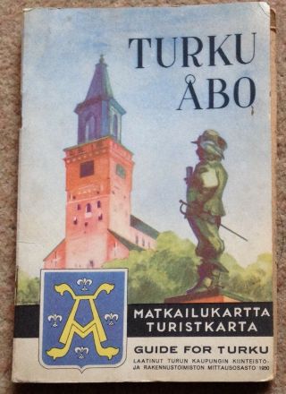 1950 Turku Tourist Guide And Coloured Map