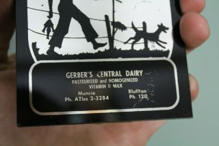 Vintage Gerber ' s Central Dairy Glass Mirror Thermometer Boy Dog Fishing Old 2