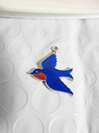 Vintage Sterling Silver Enamel Blue Bird Of Happiness Charm