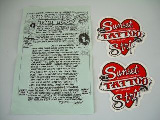 1989 Vintage Sunset Strip Tattoo Hollywood California Skateboard Decal Sticker