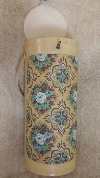 Vintage Knitting Case Vinyl Yarn Caddy Mid Century Floral Yellow Pattern 4