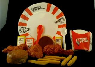 Vintage Kentucky Fried Chicken Kfc Play Food Set Biscuit Gravy Fries Condiments