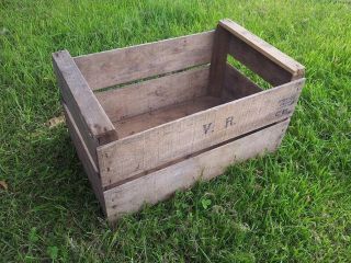 Vintage Wooden Pre - War Apple Fruit Crates Rustic Old Bushel Box Shabby Chic =