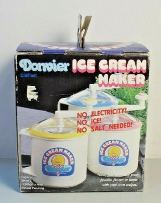 Vintage Hand Crank Ice Cream Maker Donvier Chillfast 1 Quart 2 Pints