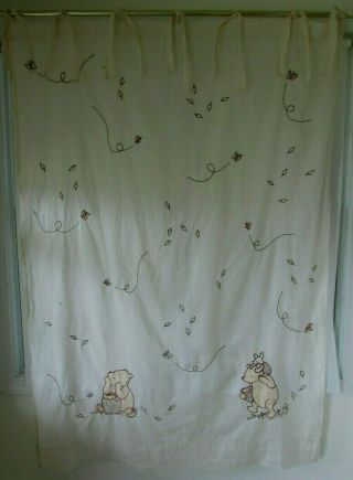Vintage Set Classic Pooh Sheer Curtain (2) Panels With Top Ties