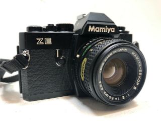 Vintage Mamiya Ze 35mm Film Camera W/ Mamiya Sekor E 50mm Lens
