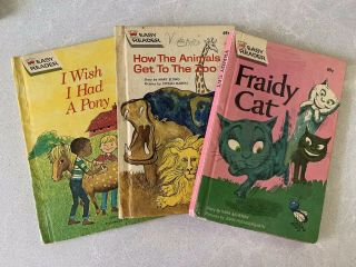 3 Vintage Wonder Easy Reader Books Wish I Had A Pony Fraidy Cat Animals Zoo