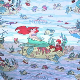 1989 The Little Mermaid Twin Flat Sheet Vtg Disney Wdw Classics Princess
