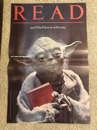Vintage Yoda Read Poster Library Association Star Wars 1983 Laminated