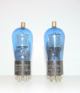 2 Arcturus Blue Glass,  Globe Style Type 51 Amplifier Tubes.  Tv - 7 Test Strong.