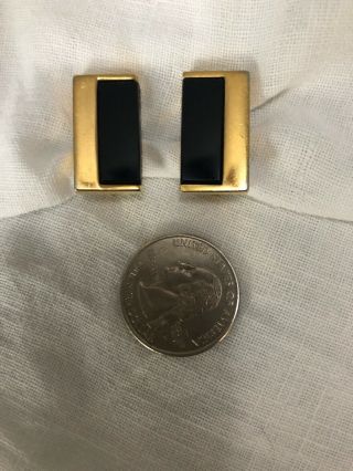 Signed Givenchy Paris Ny 1981 Clip Earrings Vintage Gold Tone And Black Estate