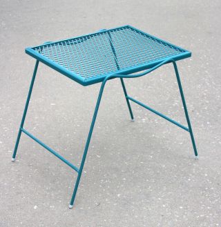 VTG Mid - Century Metal Mesh Top Plant Stand Patio Side Table 2