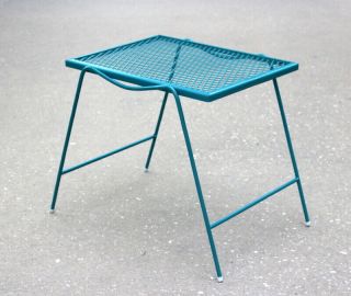 VTG Mid - Century Metal Mesh Top Plant Stand Patio Side Table 3