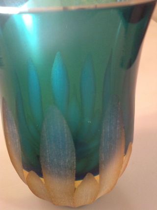 Vintage Villeroy & Boch Emerald JEWELS Art Glass Vase 4 1/2 