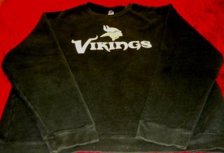Mens Nfl Minnesota Vikings Logo Athletic Vintage Crew Neck Sweatshirt Black Sz L