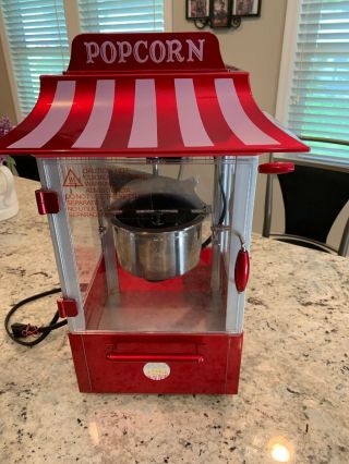 Vintage Style Popcorn Machine Maker Popper With 8 - Ounce Kettle - Red