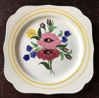 Blue Ridge Square Plate Floral Pattern Pottery Gorgeous Vintage Collectible Deal