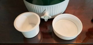 Vintage 1976 Coleman 2 Gallon Gree & White Water Cooler Jug w/Spout Drinking Cup 8