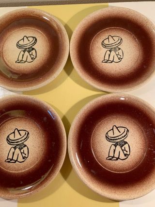 4 Vintage Ath - Tex Athens Tile And Pottery Sleeping Sombrero Man 7 " Plates Watt