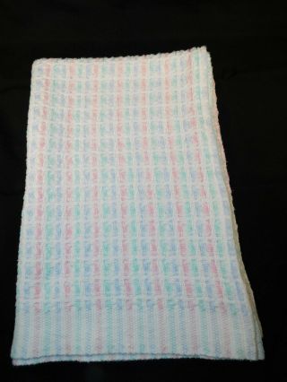 Wpl 1675 Vintage Basket Weave Pastel Baby Blanket 100 Cotton