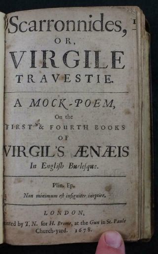 1678 Charles Cotton,  Scarronides,  Virgile Travestie,  Mock Poem,  Virgil,  Aeneid