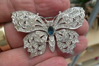 Vintage Costume Jewelry Brooch Pin Atwood & Sawyer Butterfly Sparkly Signed A &