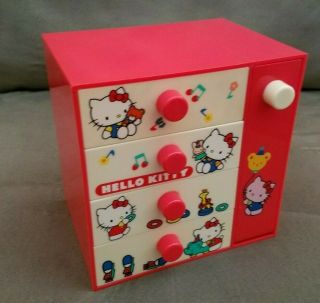 Sanrio Hello Kitty 1976 Vintage Chest Drawer Case Jewelry Storage Box Cabinet