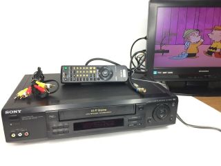 Sony Hi - Fi 4 Head Vhs Vcr Slv - 998hf Bundle With Remote,  Coax & Rca Cable