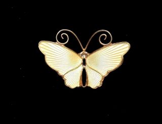 Vtg David Andersen Norway Sterling Silver Guilloche Enamel Butterfly Brooch