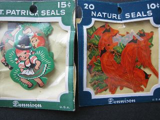 VTG Christmas Gummed Seals Stickers,  Easter St.  Patricks 300,  1940s - 60s 5