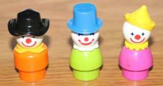 3 Fisher Price Little People Vintage Circus Clowns