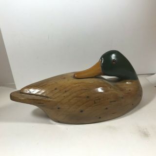 Hand Crafted Wooden Mallard Duck Decoy Signed Ann Pickard
