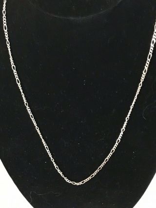 Vintage Italy Sterling Silver 925 Figaro 3mm Wide 18 Inches Long Chain Necklace