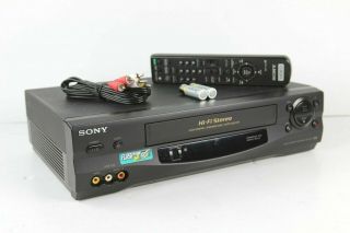 Sony Slv - N55 Vcr Stereo Hi Fi Bundle With Remote Batteries And Rca Cables