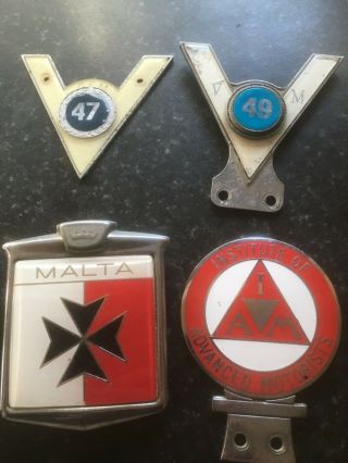 4 Vintage Car Badges