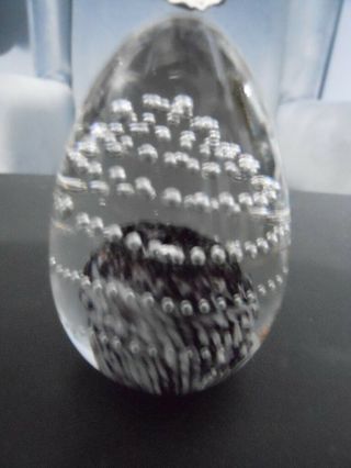 Vintage Glass Paperweight - Vm Studios Usa - Egg Shape Controlled Bubbles