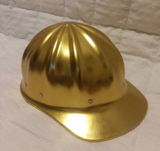 Vintage Gold Superlite Aluminum Hard Hat Fibre Metal Lite Safety Usa Made