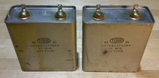 Set Of Two (2) Matching Vintage 10uf @ 600v Oil Capacitors
