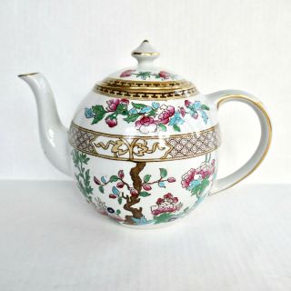 Indian Tree Soho Potteries Teapot 5 Cup Floral Porcelain Gold England Vintage