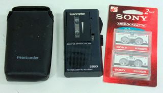 Vintage Olympus Pearlcorder S830 Microcassette Voice Recorder Japan
