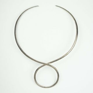Vintage Mid - Century Modernist Sterling Silver Choker Collar Twist Necklace