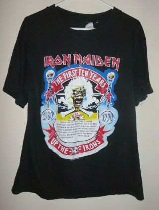 Vtg Iron Maiden Sm Shirt Heavy Metal Rock Concert First 10 Years 1980 - 1990