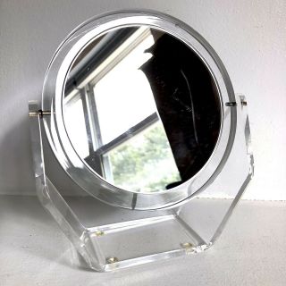 Lucite Mirror Vtg Mid Century Standing Magnifying Double Sided Dresser Vanity