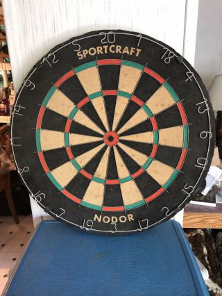 Vintage " Nodor " English Bristle Dart Board: Tournament Grade,  Chromed Steel Ring