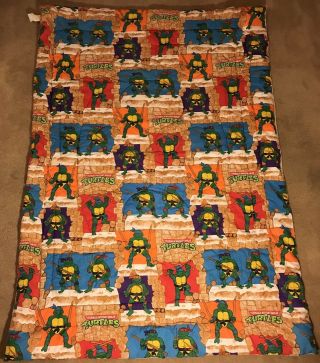 Vintage 1988 Teenage Mutant Ninja Turtles Twin Bed Comforter Tmnt Smoke